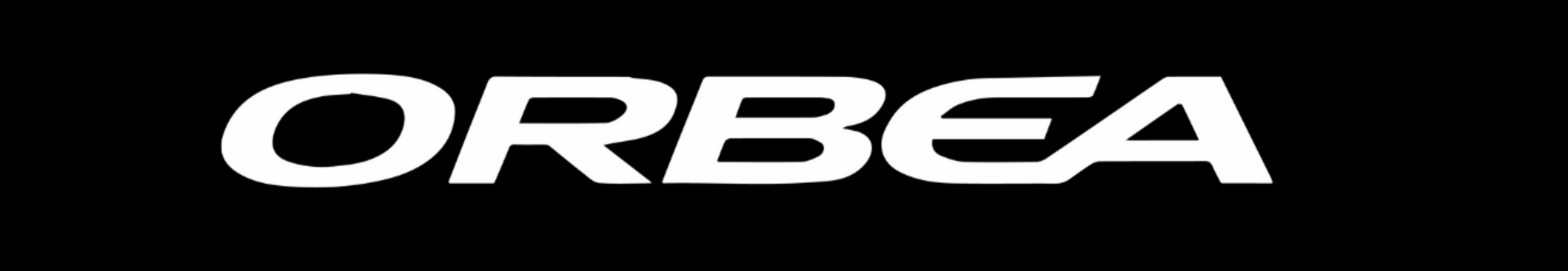 Orbea logo in white on a black background